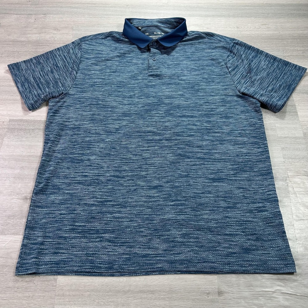 Under Armour The Performance Polo Shirt Mens XL Blue Solid Golf Stretch Top